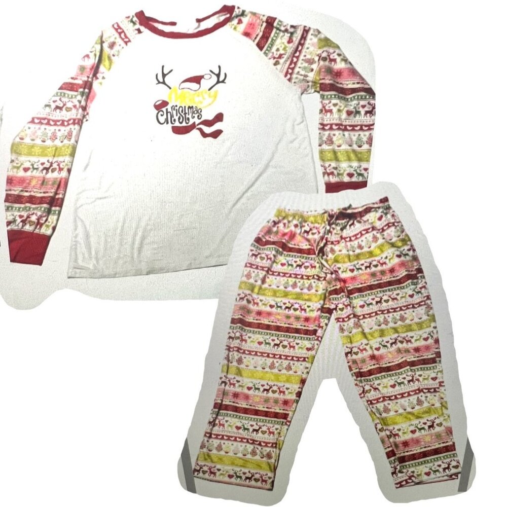 Rudolph Long Sleeve Top Long Pants Christmas Pajama Set Size Medium